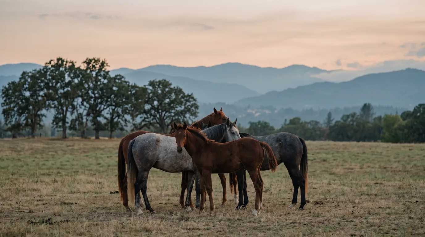 Chevaux en liberté, Écurie Sauvagnat, Rhône